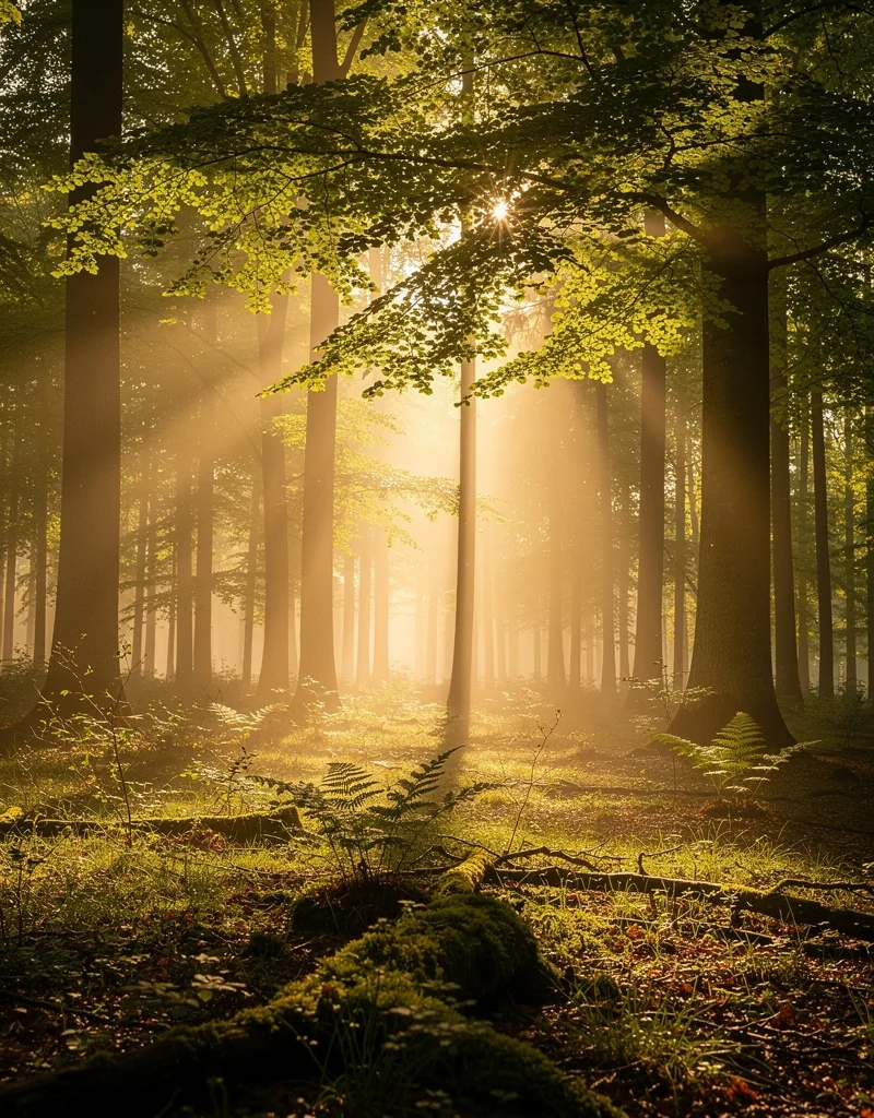 Lumière du matin en forêt