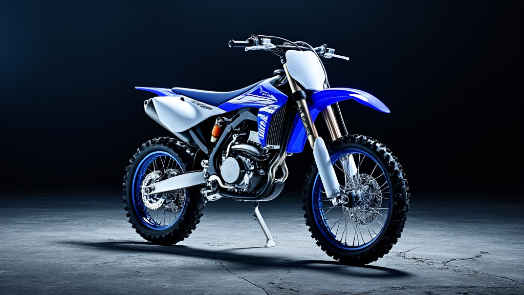 Yamaha YZ 250 F 2024 en studio, mettant en valeur les innovations techniques et la performance moteur